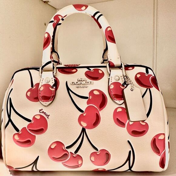 NWT❤️ COACH Mini Rowan Crossbody Bag With Cherry Print CY745 - Picture 1 of 12